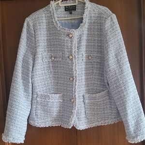 Frank Lyman Women's Light Blue Tweed Blazer